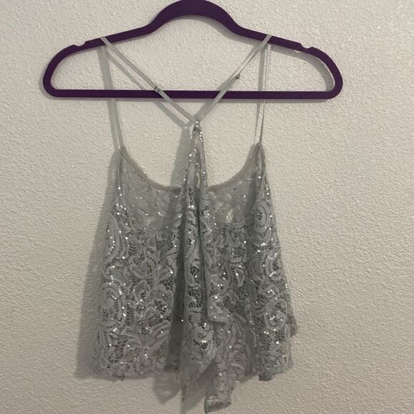 NWOT- Free People Intimately- Best Idea Cami- grey/silver lace-size x-small - Picture 9 of 12